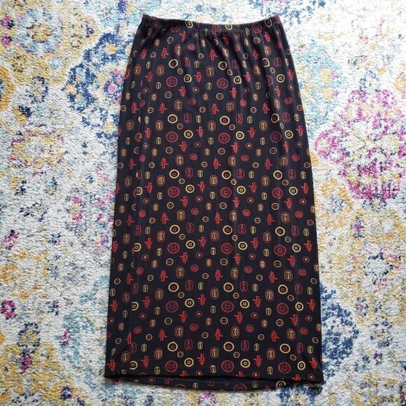 VINTAGE JM Collection by Jennifer Moore Asian print stretchy skirt size S - Picture 1 of 9